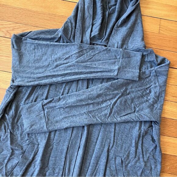 Eileen Fisher Grey Knit Hoodie Wrap Duster Nursing Cardigan Sweater Petite Large - Picture 6 of 6